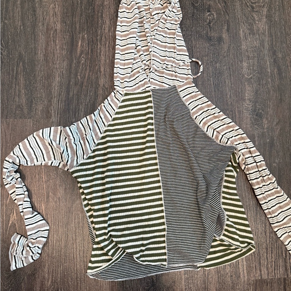 Striped Green and Black Women's Hoodie